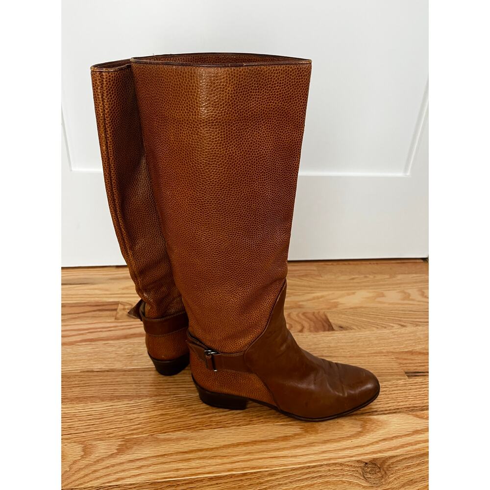 Vintage Artigo Made In Italy Brown Leather Knee High Ride Boots Size EU39 US8.5